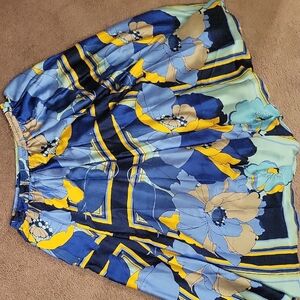 Ashley Stewart Blue and Yellow Floral Maxi Skirt